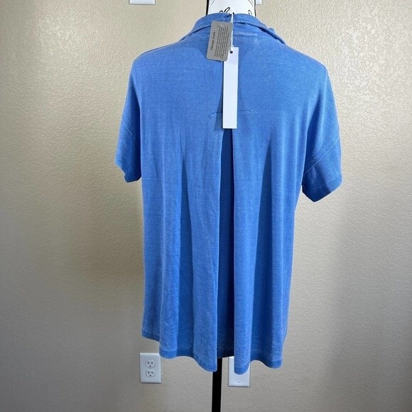 Anthropologie Jane and Delancey Blue top distressed collar short sleeve size S - Picture 8 of 10
